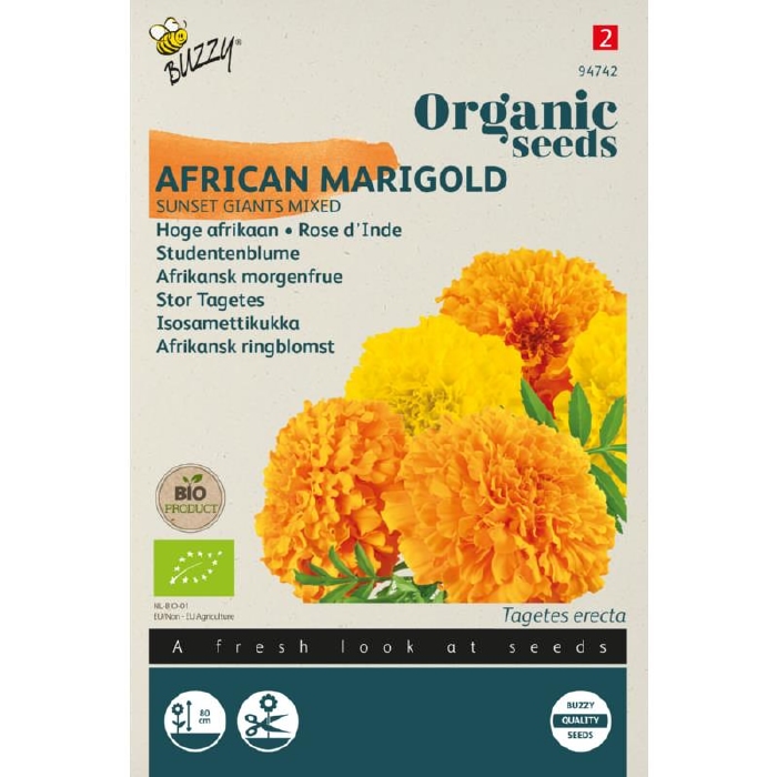 Bio Organic Tagetes Afrikaan Sunset Giants mix (BIO)
