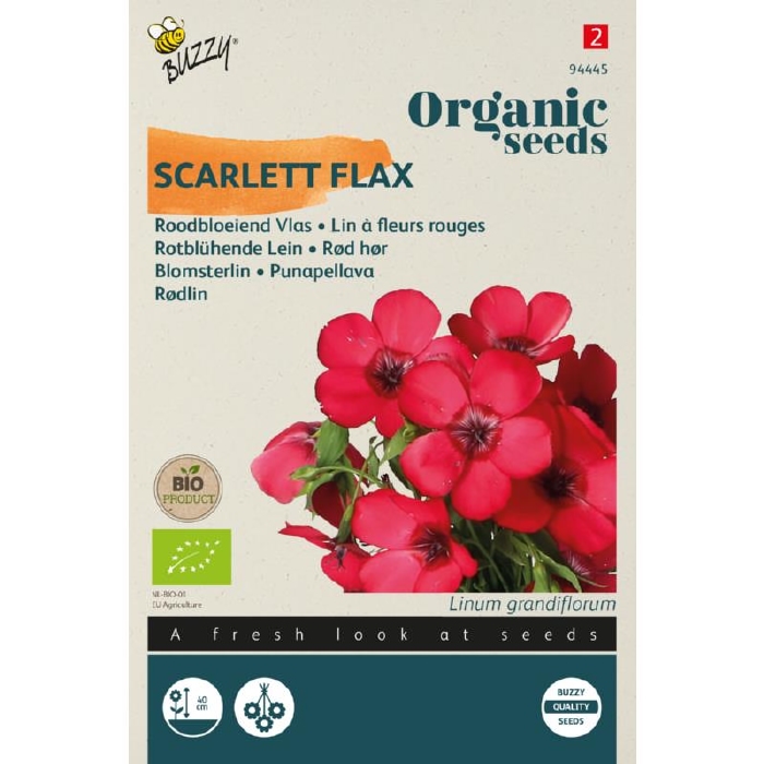 Bio Organic Linum rubrum grandiflorum Vlas - NIEUW